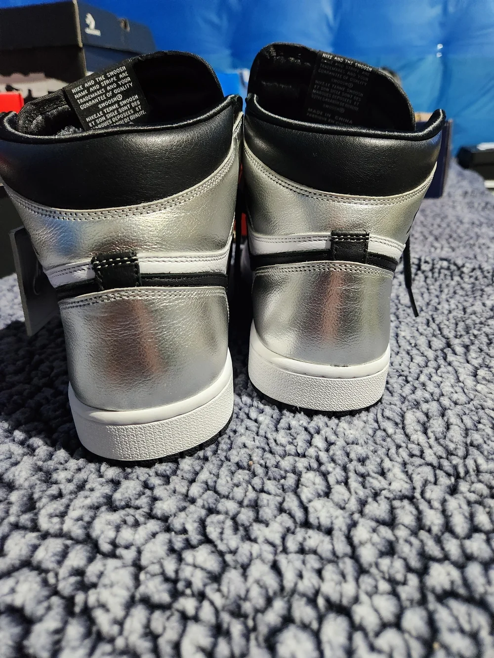 Nike Air Jordan 1 Mid Black White Silver Sneakers MEN'S 9.5 Women-11